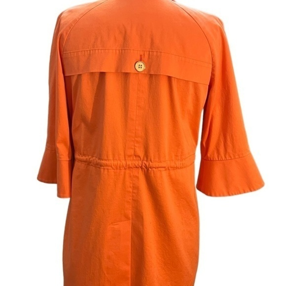 Etcetera Spring Trench Coat Coral with Gold Buttons and Polka Dot Lining - Picture 2 of 11